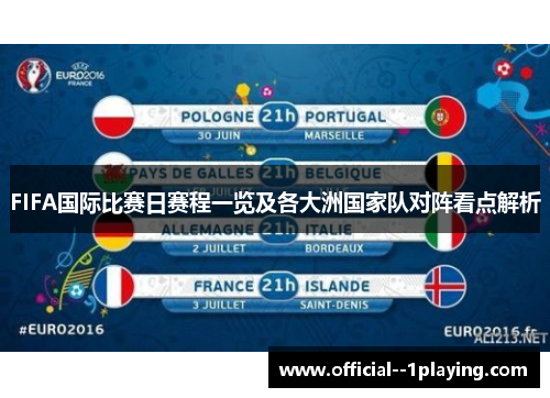 FIFA国际比赛日赛程一览及各大洲国家队对阵看点解析